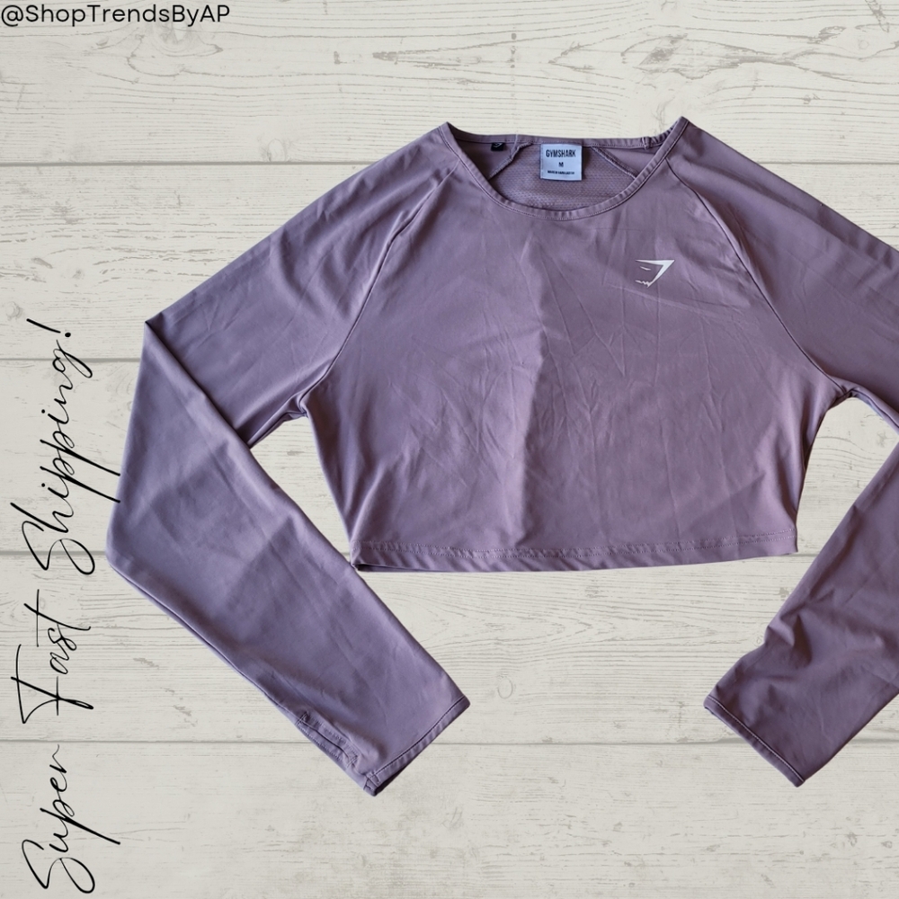 Gymshark Long Sleeve Lavender Crop Top